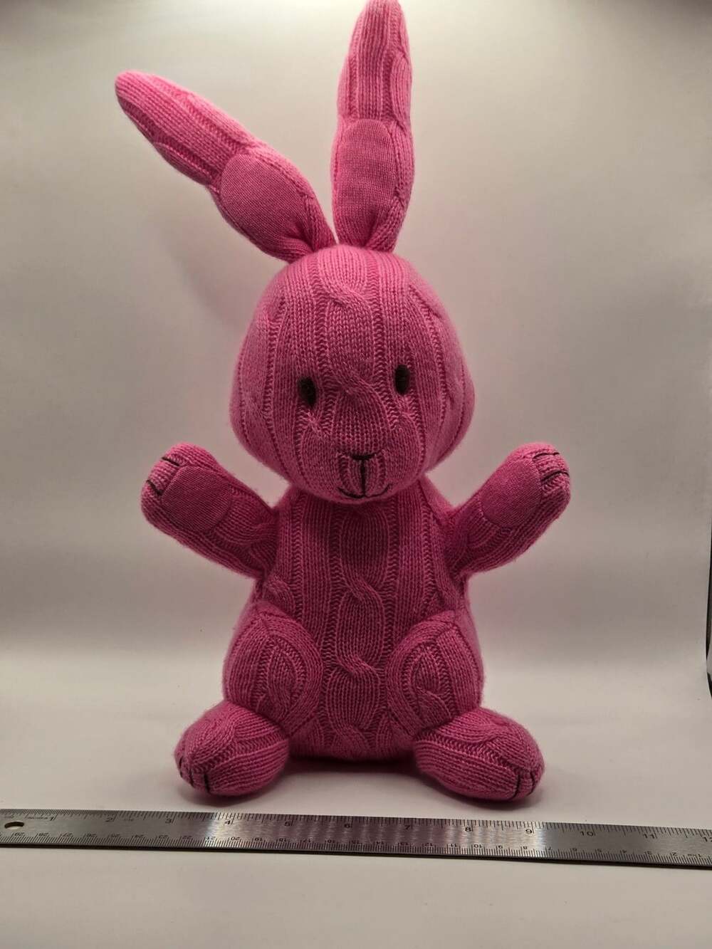 Ralph Lauren Pink Cashmere Cable Knit Bunny Rabbit Stuffed Plush Toy